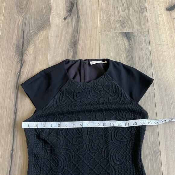 Tory Burch Kiersten Body-Con Dress Size Medium Black Jacquard Cap Sleeve - Picture 7 of 11